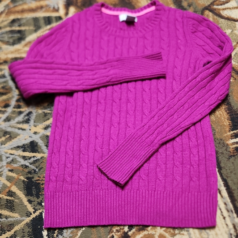 JCPenney Women's Fuchsia Cable Knit Sweater